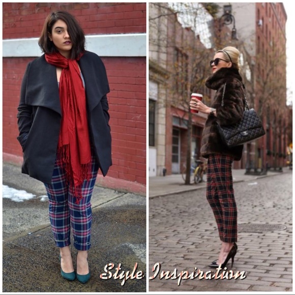 blue tartan pants womens